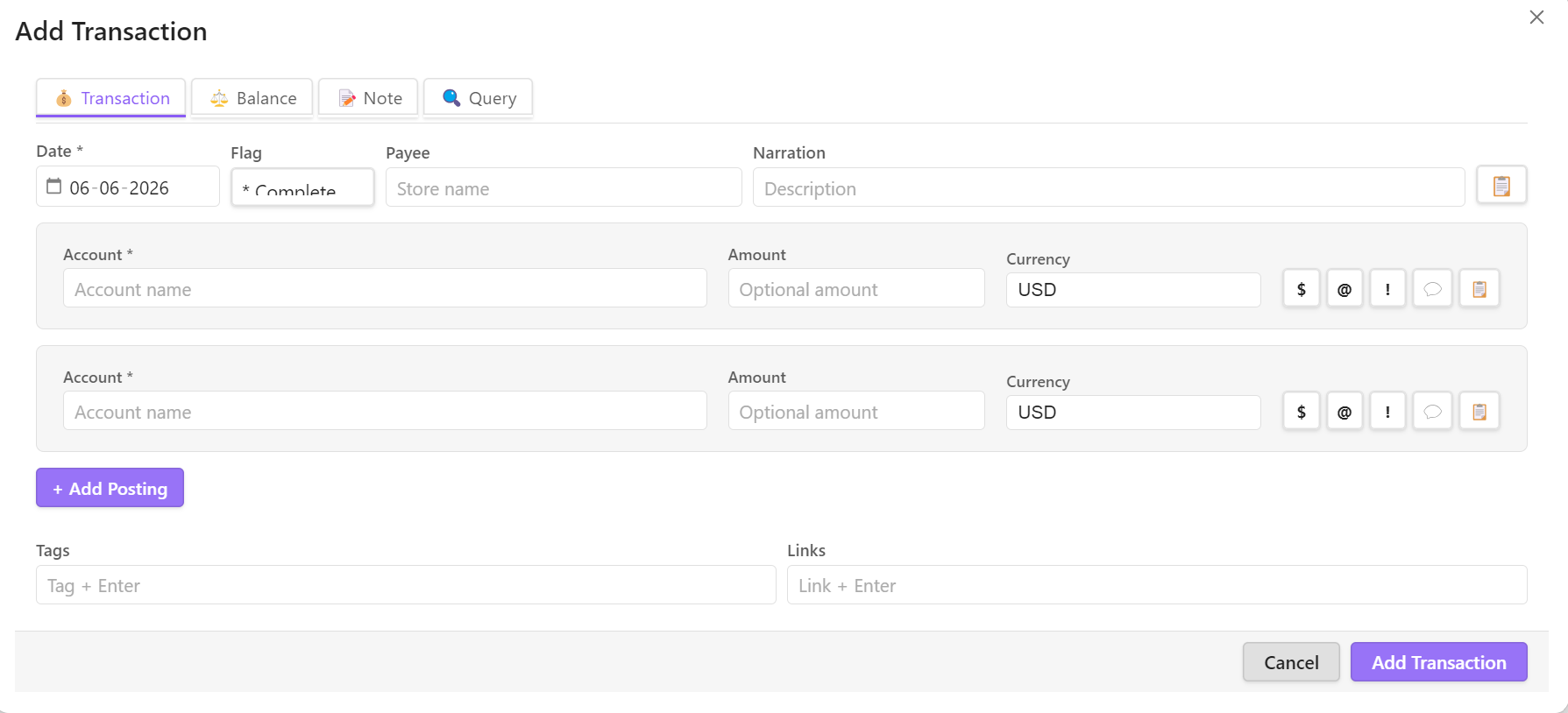 Add Transaction